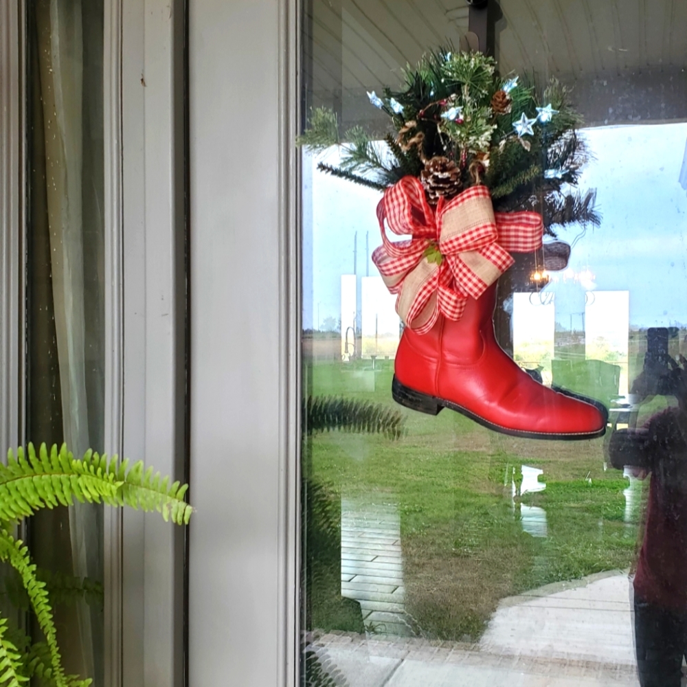 Red cowboy boot door hanger